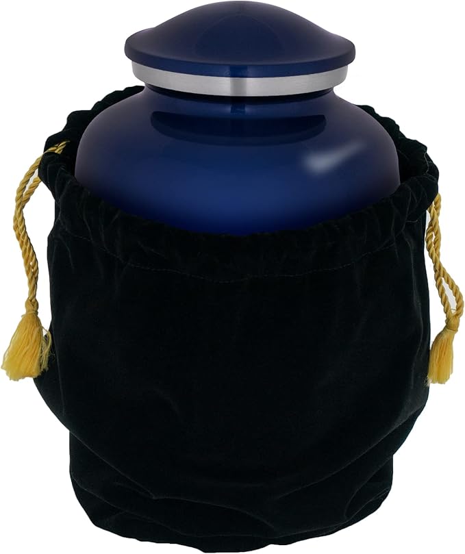 Homage Medium Custom Photo Pet Cremation Urn for Pet Ashes - Vase Style Pet Urn - 80 Cubic Inch Capacity - Personalization Included (Sapphire Blue)