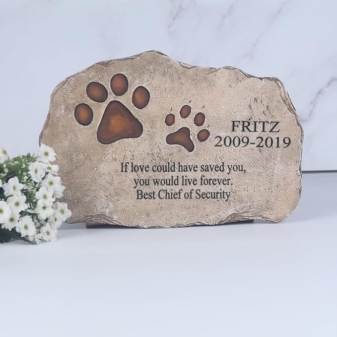 Pet Memorial Stones, Dog Memorial Stone Dog Headstones Garden Stones for Dogs or Cats Engraved with Pet's Name, Dates and Sentence, Personalized Pet Grave Markers Pet Memorial Gifts Dog Loss Gifts