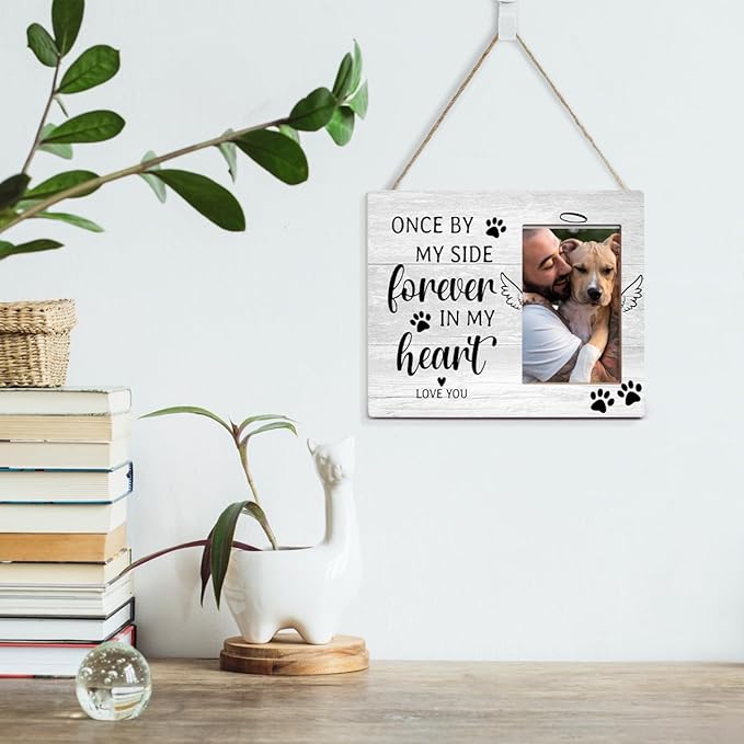 Orchroma Pet Memorial Gifts for Dogs,Loss of Dog Sympathy Gift,Dog Memorial Gifts for Loss of Dogs,Once by My Side Forever in My Heart Pet Memorial Picture Frame,4 x 6 Inch Photo