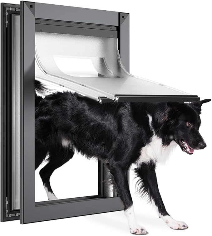 HARDLIGHT Never Rust Extra Large Dog Door with Aluminum Frame, Extreme Weather XL Dog Door for Door, Two Sliding Panels, Pet Door for Dogs Up to 220 lbs
