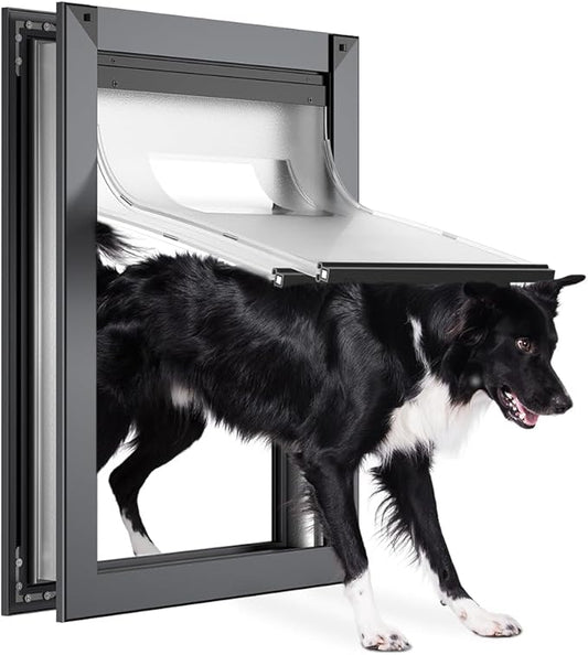 HARDLIGHT Never Rust Extra Large Dog Door with Aluminum Frame, Extreme Weather XL Dog Door for Door, Two Sliding Panels, Pet Door for Dogs Up to 220 lbs