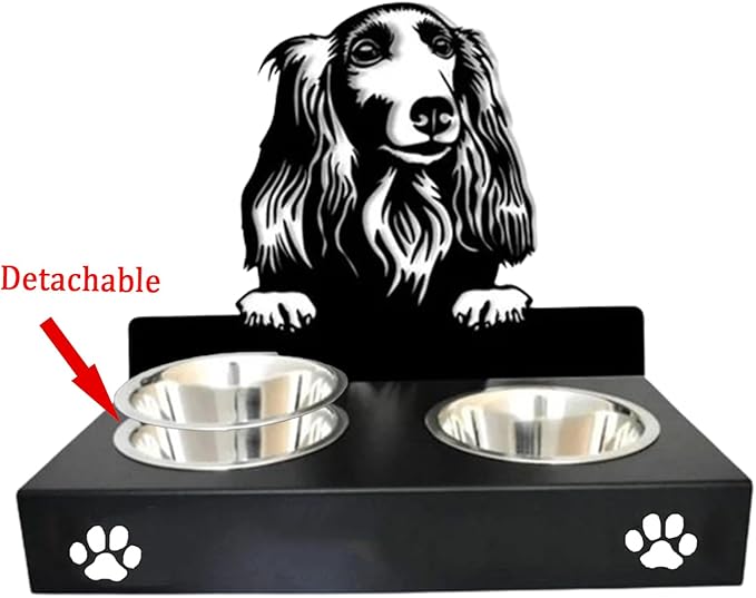 Personalized Dog Food Bowl Holder,Customized with Your Pet'S Name Pet Feeding Supplies Bowl Stainless Steel Dog Food and Water Dishes Gift for Pet Lovers (Dachshund)