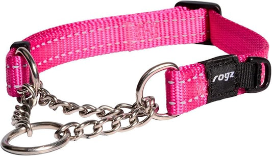 Reflective Nylon Choke Collar; Slip Show Obedience Training Gentle Choker for Medium Dogs, Pink