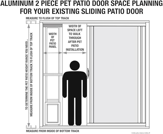IDEAL PET PRODUCTS Since 1979 Ideal Pet 96” Aluminum 2-Piece Modular Pet Patio Door with Single Pane Glass and Clear Flexible Flap, for Cats or Dogs, 7" x 11-1/4" Flap Size