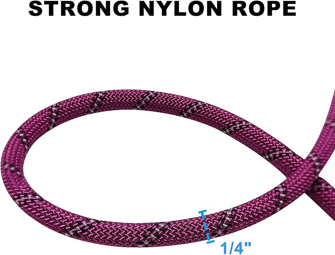 7ft Slip Lead Dog Leash for Small Dogs, Anti-Pull Puppy Training Lead, Lightweight Slip Rope Leash Easy On/Off, Purple