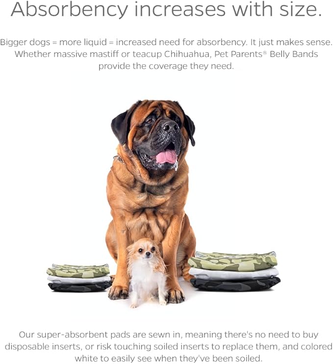 Pet Parents® Washable Belly Bands for Male Dogs (3pack) + Extendrs® of Durable Dog Diapers Male, Premium Male Dog Diapers & Dog Wraps (Small, Camo)