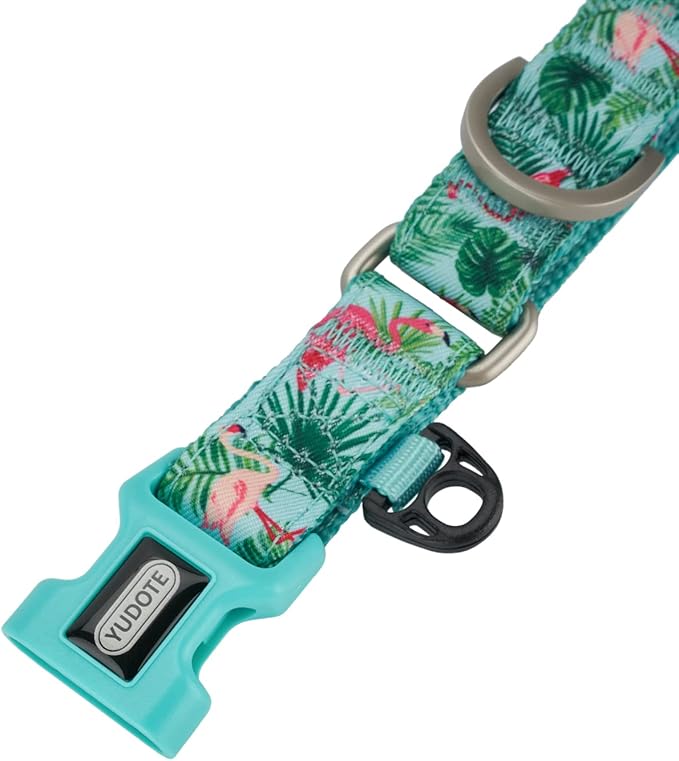 Martingale Dog Collar,Flamingo Pattern,with Safety Quick Release Buckle,Escape-Proof Anti-Pull for Large Dogs(Flamingo,L)