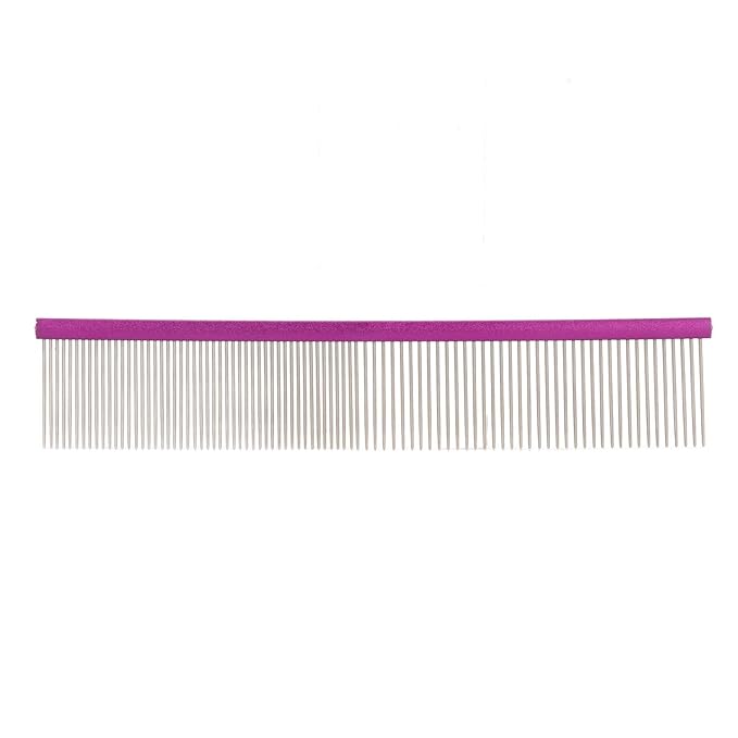 Greyhound Comb For Dogs, Metal Comb For Dogs Metal Dog Comb Cat Comb For Removing and Knots Dog Combs with Rounded Ends Grooming Tool For Long Short Haired Dog (Purple
