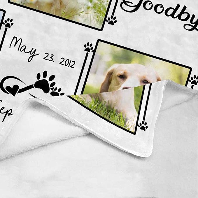 Artsadd Custom Throw Blanket with Dog Cat Pet Pictures & Name, Dog Memorial Blanket Personalized Memory Gift for Family and Friends Customized Bed Throw Blanket Sympathy Remembrance Made in USA