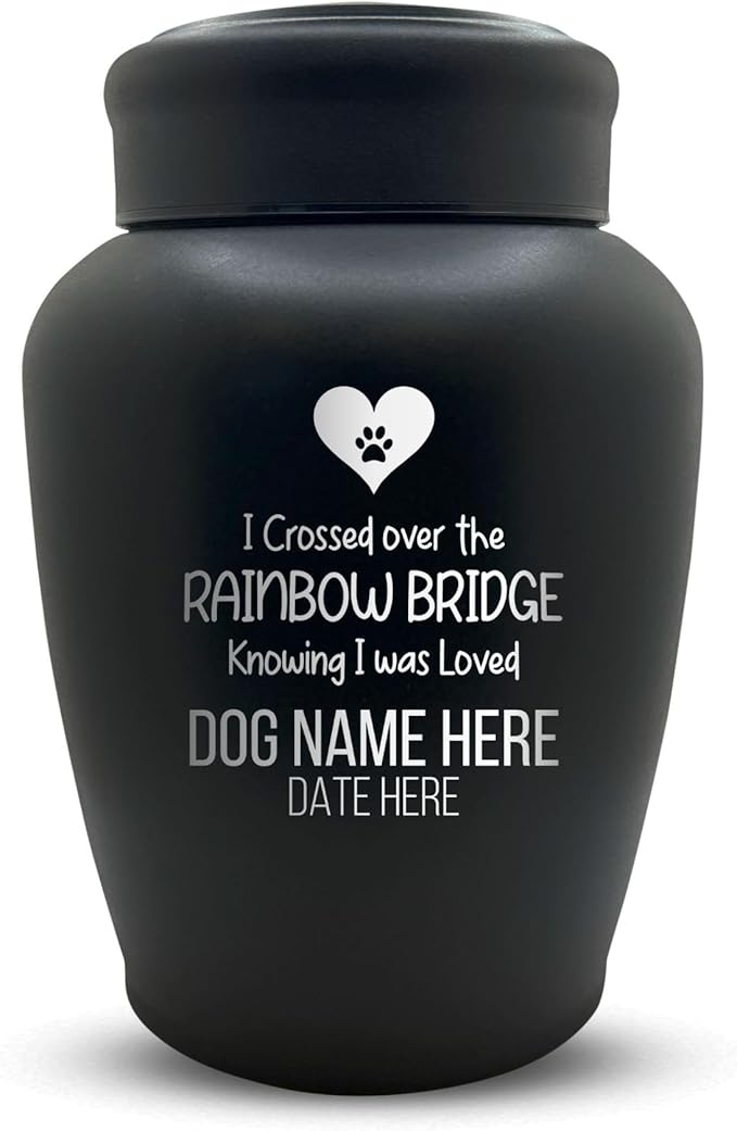 Personalized Custom Dog Urn Engraved Dog Name and Date - Stainless Steel Large Cremation urns for Dogs Ashes with Airtight Closure | up to 150 lbs Capacity | Rainbow Bridge