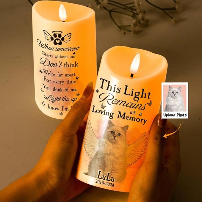 Custom Pet Photo This Light Remains Loving Memorial Dog Cat Memorial Led Candle Gifts Every Time Miss Me Light This Up Candle Gift for Loss of Dog Cat Mom Dad