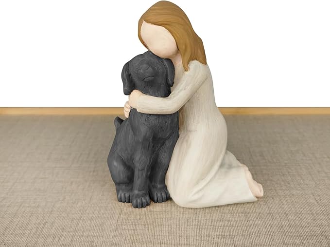 Black Dog Angel Figurines, Angel Dog Friendship Memorials for Pets Lovers