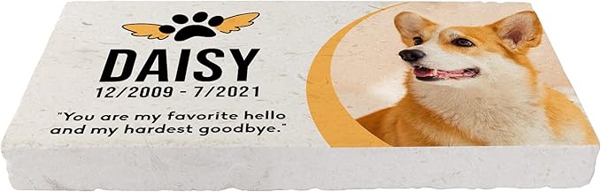 Personalized Pet Memorial Stone, 6x12 Custom Limestone Pet Grave Markers as Keepsake or Pet Remembrance, Thoughtful Pet Loss Gifts for Bereaved Pet Owners, Personalized Memorial Gifts (Daisy)