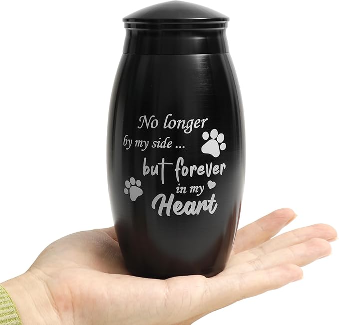 Pet Memorial Dog Keepsake Urn, 5.5 inches Small & Medium Stainless Steel Cremation Urn,Pet Paw Print Memorial Urn for Dog and Cat Ashes,Loss Pet Sympathy Remembrance Gift(25 lbs Capacity)