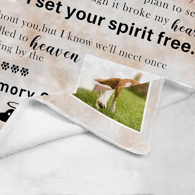 Artsadd Dog Name Custom Throw Blanket with Pictures,Dog Memorial Blanket Personalized Memory Gift for Family and Friends Customized Bed Throw Blanket Sympathy Remembrance Made in USA