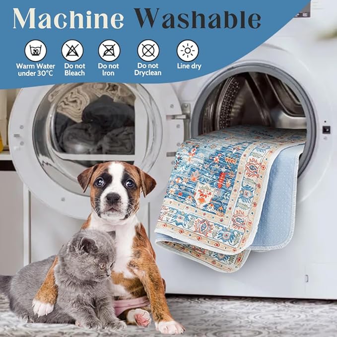 Washable Pee Pads for Dogs 2 Pack Reusable Puppy Training Pads 60"x48" Super Absorbent Waterproof Dog Training Pads, Non-Slip Potty Pads Whelping Pads Litter Mat Pet Supplies - Blue/Mix