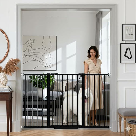 41" Extra Tall Dog Gate for Doorways Stairs, 60.3-65.7 in in Wide Baby Gates Walk Thru, No Drill Long Pet Gate for Doggie Puppy, Auto Close Large Child Safety Gate with Door Indoor, Black
