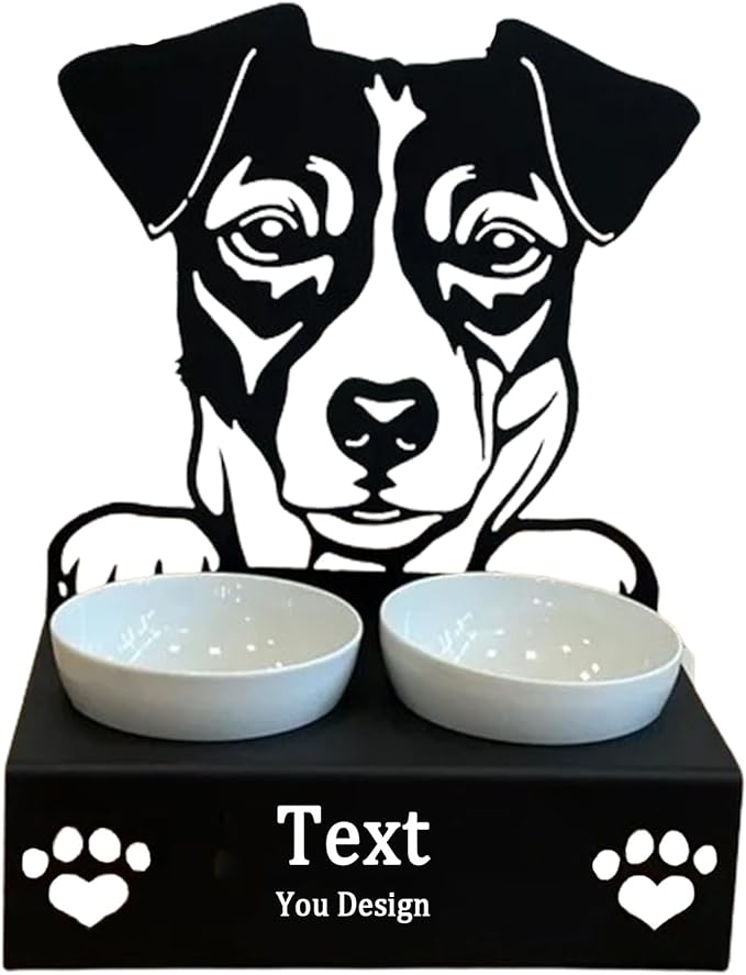 Personalized Dog Food Bowl Holder,Customized with Your Pet'S Name Pet Feeding Supplies Bowl Stainless Steel Dog Food and Water Dishes Gift for Pet Lovers (Jack Russel)