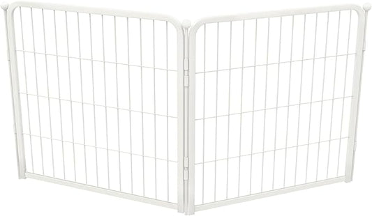 FXW AuraSpace Pro Acrylic & Wire Mesh Indoor Dog Playpen, 24" Height 2 Metal Panels Metal Dog Pen for Puppies & Small Dogs, White│Patented
