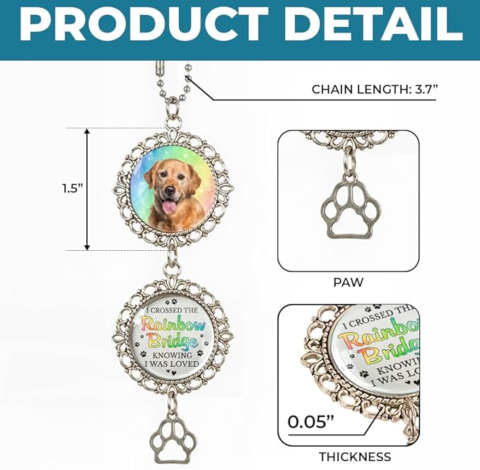 Custom Photo A Piece of My Heart, Personalized Pet Memorial Car Ornament, Dog Memorial Gifts for Loss of Dog, Pet Loss Sympathy Gift, Rear View Mirror Accessories, in Loving Memory