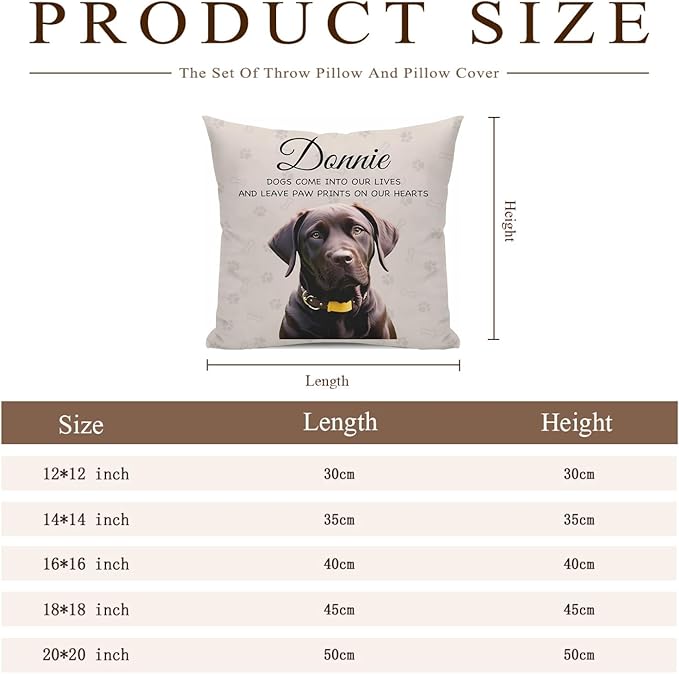Alienc Personalized Dog Memorial Pillow with Photo - Custom Pet Memory Gift, Soft Sympathy Gift for Loss of Dog or Cat, Heartfelt Remembrance Throw Pillow