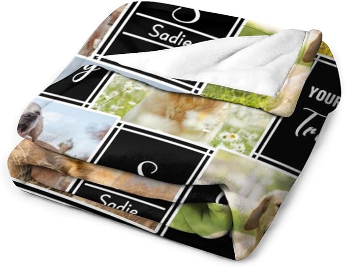 Personalized Throw Blanket with Dog Photo,Dog Memorial Blankets Customized with Photo for Pet Cat Sympathy Remembrance Gift Custom Soft Fleece Throw Blankets Memory Gift for Family and Friends