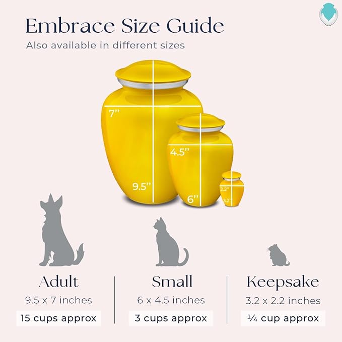 Geturns Embrace Personalized Picture Urn for Small Pets I Yellow Photo Cremation Urns for Dogs and Cats I 44 lbs
