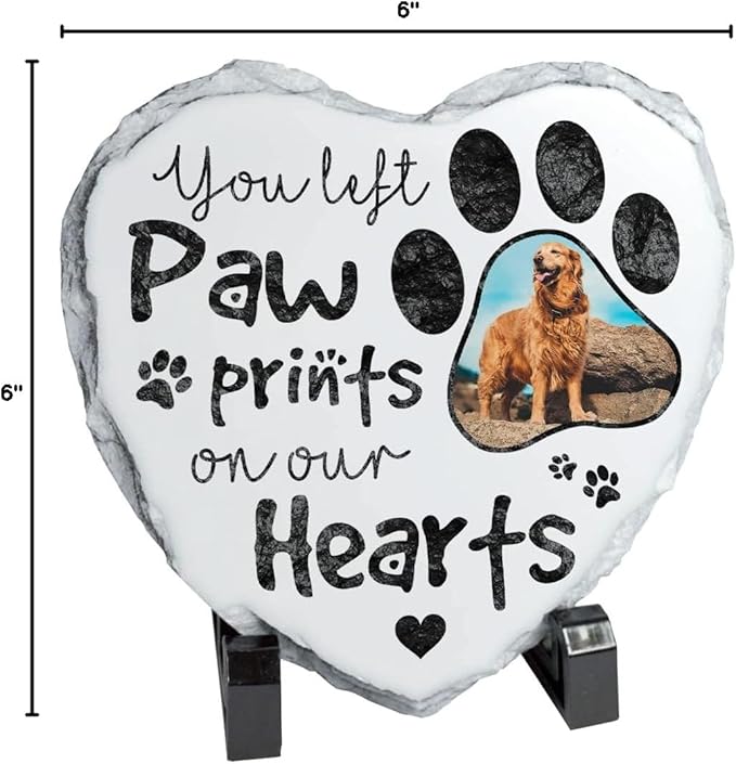 Personalized Rock Plaque: 'I Made It Home' - White Memorial Stone Gifts for Loss of Your Beloved Pet, Sentimental Dog and Cat Grave Markers in Our Hearts, House Decoration