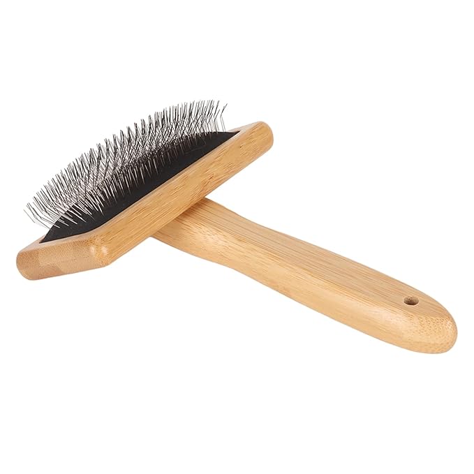Macrame Slicker Comb with Hole Cushion Finely Polished Bamboo Cleaning Slicker Brush for Pet Tapestry Work Fast and Save Time (Large Size 10.2 X 13.8in)
