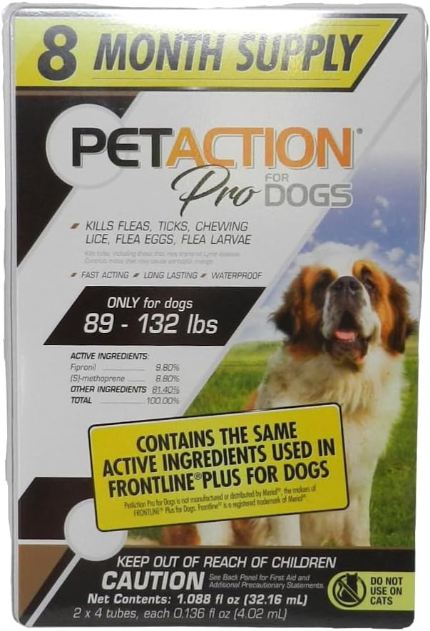 Pet Action Plus for Dogs, 8 Doses - 88 to 132 lbs.