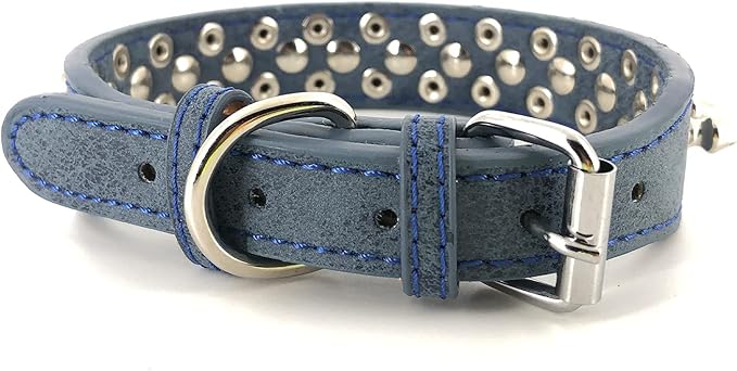Studded Dog Collar, PU Leather Silver Dome Stud Anti-Bite Collar for Dogs, Adjustable Heavy Duty Punk Style Collar for Small Medium Large Dogs, Pitbull Mastiff Rottweiler Doberman, 5 Colors 4 Sizes