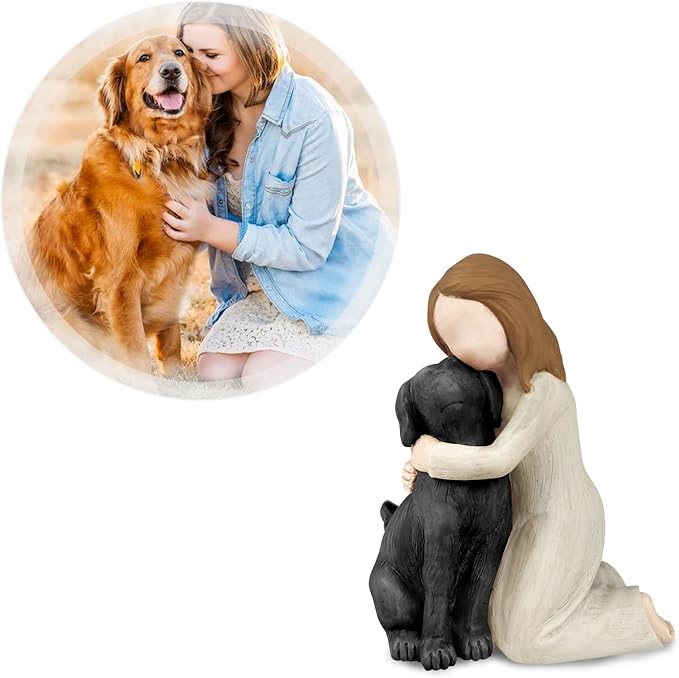 Black Dog Angel Figurines, Angel Dog Friendship Memorials for Pets Lovers