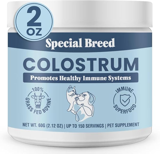 Bovine Colostrum for Dogs and Cats – Grass Fed Colostrum Powder – Immune Support, Allergy & Itch Relief – Gut Health & Seasonal Allergy Defense – 150 ct