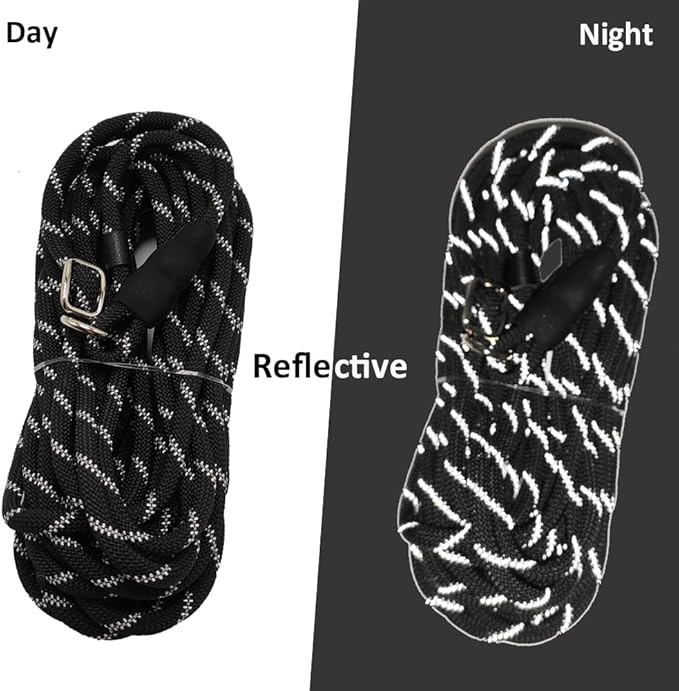 20FT Long Slip Lead Dog Leash, 12ft 30ft 50ft Reflective Rope Training Leash Anti-Choking for Medium Dogs Small Puppy Pets (Black)