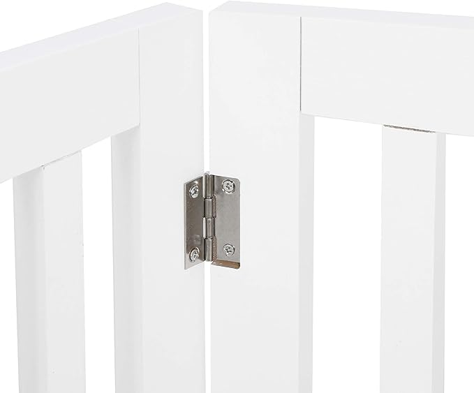 Freestanding Pet Dog Gate, 3-Panel/ 4-Panel Wooden Folding Fence for Hallway,Doorway,Hall,Stair,24 Inch Height Indoor Foldable Dog Fence (White, 4 Panel 24“)