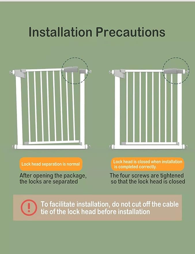 Adjustable Baby Gates for Doorways Stairs and House, Auto Close Safty Gates, Extra Tall and Wide Child Gate, Tall White Pet Gate, Metal Baby Gate Dog Gate, Pressure Mount.
