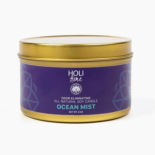 HOLI Pet Odor Eliminator Candle – Ocean Mist Scent – All Natural Soy Wax, Paraben & Phthalate Free, Pet Safe, Long-Lasting 30-Hour Burn, Non-Toxic & Plastic-Free Air Freshener for Home