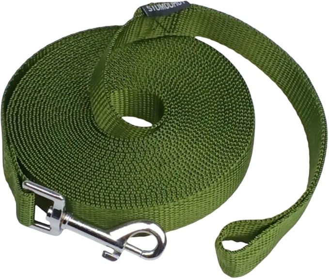 Dog/Puppy Obedience Recall Training Agility Lead - 15ft 20ft 30ft 40ft 50ft Training Leash - Great for Play, Camping, or Backyard - Military Green 50ft(Military Green, 50 Feet)