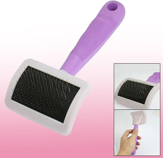 uxcell Metal Dog Pet Massage Cleaning Grooming Wire Brush Tool, Purple