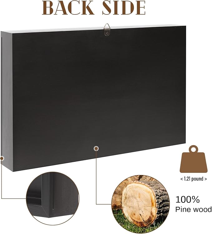 Dog Memorial Gifts for Loss of Dog, Pet Memorial Dog Picture Frame 13" Wooden Shadow Box Display with Collar & Leasd Holder, Sympathy Gift for Loss of Dog/Cat, Wall Hanging & Tabletop (Dark Grey)