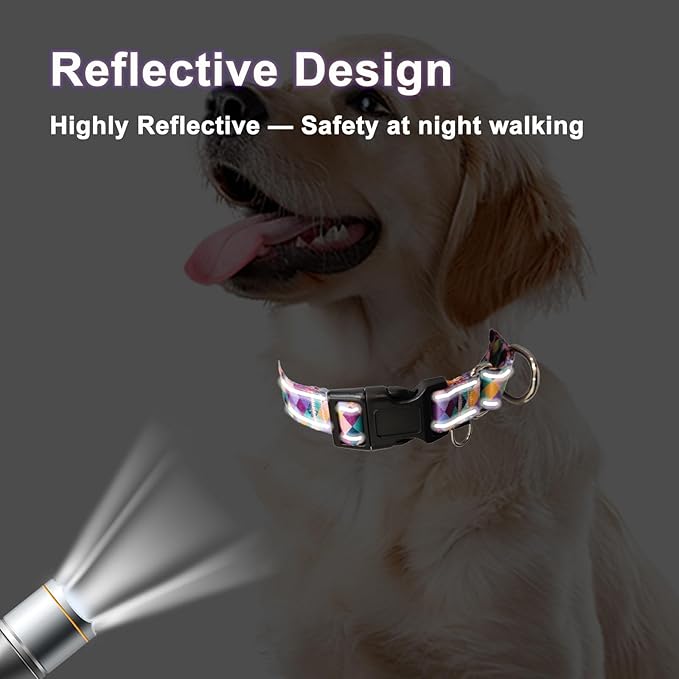 Reflective Martingale Collar for Dogs with Quick Release Buckle No Pull Training Dog Collars (Colorful Geometric, Small)