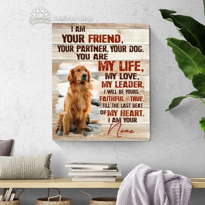 Benicee Shop Personalized Gifts For Loss Of Pet, Paw Prints Memorial Canvas, Gift For Deceased Pets, Waiting At The Door Photo Print, Dog Photo Gifts, Dog Memorial Frame