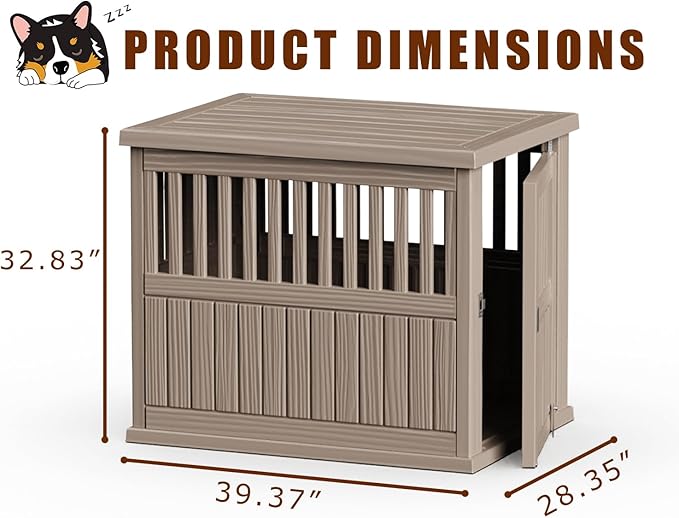 ATMLT Dog Crate Furniture for Medium Dogs,39" Dog Kennel Indoor with Lockable Latch,Modern Dog Cage End Table,Escape-Proof and Chew-Proof,Durable and Sturdy,Light Brown
