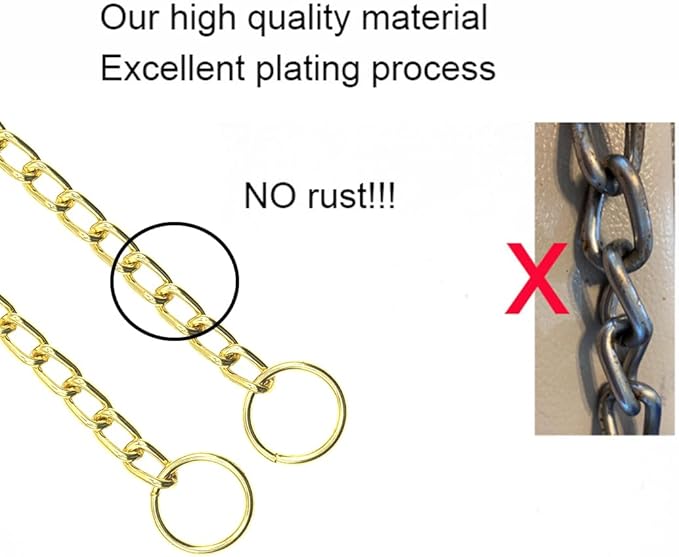 Gold Chain Collar for Dogs, Metal Slip Link Heavy Duty Dog Collar Training Puppy Collars for XXS XS Small Medium Large Big XL Breed Dogs, XSmall