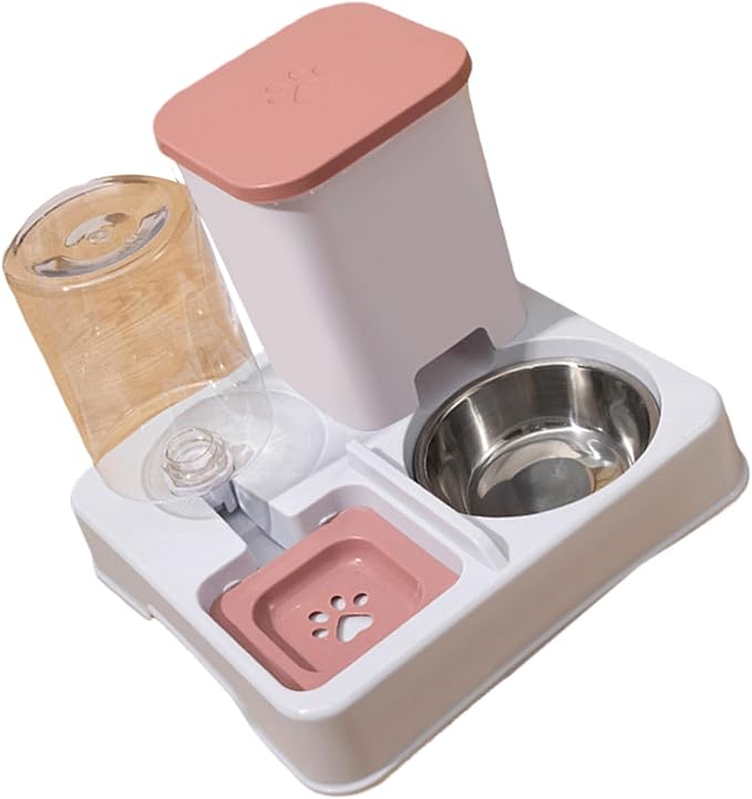 Automatic Pet Feeders and Water Dispenser, Small Pet Feeder and Waterer, with Removable Stainless Steel Bowl, for Cats & Dogs