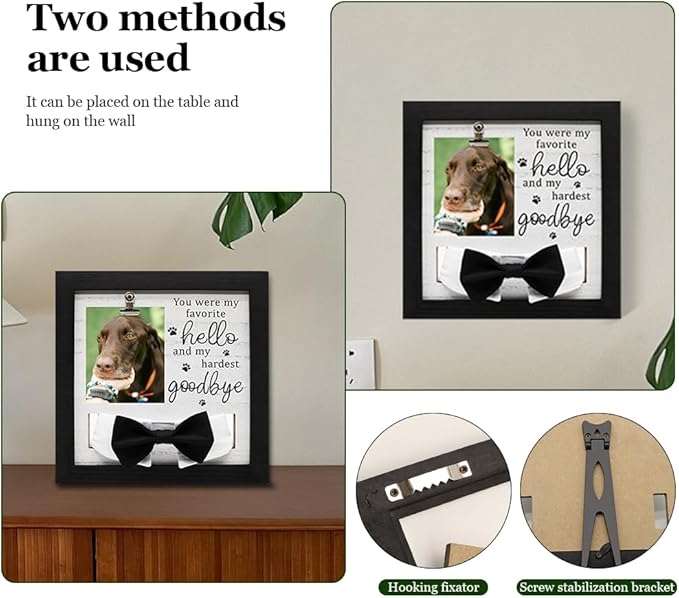 Pet Loss Gift – 9 x 9” Memorial Sympathy Frame with Collar Holder & Card, Remembrance Gift for Loss of Dog or Cat, Rainbow Bridge Keepsake