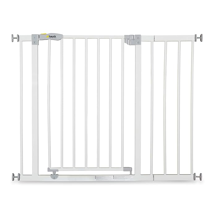 hauck Open N Stop Pressure Fit Baby & Pet Safety Gate w/ 8" Extension, Accommodates 37.8 to 39.75" Wide Home Doorway, Stairway, or Hallway, White