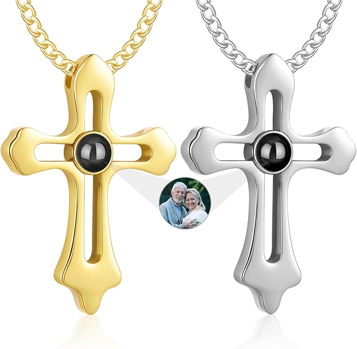 Personalized Projection Necklace with Custom Photo Pendant - Best Gift for Mom, Wife, Girlfriend, or Memorial - Mother's Day, Valentine's Day, Birthday Jewelry Gift