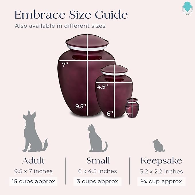 Geturns Embrace Personalized Picture Urn for Small Pets I Cherry Purple Photo Cremation Urns for Dogs and Cats I 44 lbs