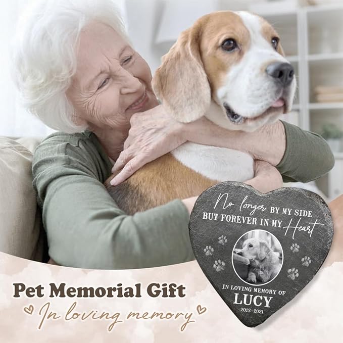 in Loving Memory of Dog Gifts - Heart Shaped Dog Memorial Stone - Personalized Pet Rock for Memorial Garden Decor - Dog Memorial Gifts for Loss of Dog Sympathy Gift
